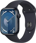 Apple Watch Series 9 (GPS, 45 mm) - alumiiniumist korpus Midnight koos spordirihmaga Midnight, M/L (uuenenud)