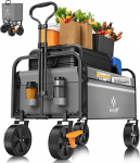 KESSER&reg; Handcart Foldable Hand Trolley Transport Trolley Max. 150 kg Load Capacity & 360&deg; PVC Tyres Tool Trolley Including 2 Mesh Pockets, Side Pocket & Cover Transport Trolley Garden Trailer without