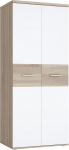 Forte WINNIE Wardrobe 80, Modern Wardrobe, Children's Room Cabinet, Bedroom, Scandinavian Style, 2 Doors, Sonoma Oak Wood Decor/White, 80 cm Wide x 189 cm High x 53 cm Deep