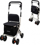 Mobiclinic&reg;, Coliseo Rollator with Large Shopping Bag and Seat, 21 L, Foldable Lightweight, Shopping Trolley, Double Brake System, 4 Wheels, Made of Steel, Sturdy, Black