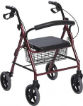 Red Folding Aluminium Rollator - Walker with 4 Wheels for Seniors