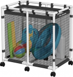 POOL FELLOWS Pool Storage Container, 397 Litres, 62 x 92 x 96 cm, Holder for Noodles, Toys, Floats, Towels, Mesh Organiser for Swimming Equipment, Basic Style