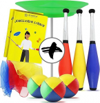Diabolo Freizeitsport Juggling Set for Children and Adults with Juggling Clubs, Juggling Balls, Cloths, Plates Including Stick & Juggling Instructions - Juggling Set as a Gift