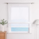 Rooma kardinad, K&ouml;&ouml;gi Rooma kardinad pingutuspaelaga, Valge Voile kardinad, L&auml;bipaistev valge, B x K 100 x 155 cm, 1 tk.