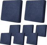 OGMBI 8 St&uuml;ck Outdoor-Terrassen-Kissenbez&uuml;ge, 50 x 50 x 5 cm, wasserdicht, Stretch-Couch-Kissenbez&uuml;ge, Ersatzstuhl-Sitzbezug mit Rei&szlig;verschluss f&uuml;r Terrassenm&ouml;bel, Sofa, Couch, Schonbez&uuml;ge, Marineblau