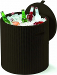 Keter 17200045 K&uuml;hlbox/Beistelltisch Cool Stool, Rattanoptik, Kunststoff, braun