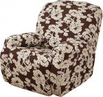 LinFortune Stretch Covers for Recliner Chair, 4-Piece Recliner Chair Protective Covers, Printed Recliner Chair Cover, Soft Spandex Furniture Protector with Bag (Flower04 Recliner Chair)