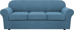 Komplekt 4 Stretch diivanikatted 3 padjakatete jaoks Diivanikatted elutoa m&ouml;&ouml;bli katted (Basic Cover Plus 3 istmepadja katted) Funktsioon Parandatud paks Jacquard kangas (diivan, Dusty Blue)