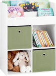 SoBuy KMB79-W Children's Bookcase with 2 Fabric Boxes, Toy Shelf, Storage Shelf for Children, Toy Organiser, White, Width Approx. 60 x 80 x 34 cm