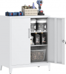 Registrikapp, lukustatav garaažikapp, 2-tasandiline kontorikapp, t&ouml;&ouml;kojakapp reguleeritavate riiulitega, kontorisse, garaaži ja majapidamisruumi, 40 x 80 x 100 cm, valge