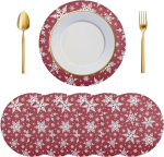 Tischsets, runde , 6er-Set, Silber, Winter, Blaugr&uuml;n, T&uuml;rkis, Schneeflocken, , hitzebest&auml;ndige for Esstisch, Weihnachtsdekorationen, Ornamente(Multi-Colored 747)