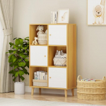 Raamaturiiul, valge raamaturiiul, hoiuriiul, uksega riiul 3 ukse ja 6 kambriga, kuubikriiul, laste kontoririiul, vabalt seisev hoiuriiul elutuppa (A-puidust v&auml;rv, 6 kambriga)