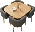 Quadratisches Tisch- und Stuhl-Set, 4-teilig, robuster Metallrahmen mit weicher R&uuml;ckenlehne, f&uuml;r Caf&eacute;s, Fast-Food-Restaurants und Pausenr&auml;ume