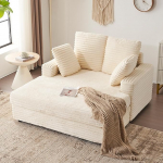 Furnimart Indoor Chaise Lounge Chair, 58-tolline diivanvoodi koos 2 padjaga, kohev Corduroy diivan elutuppa, mugav &uuml;lisuur lugemistool, beež