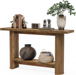 Tribesigns kitsas konsoollaud, 140 x 30 x 80 cm, kaasaegne esiku laud, diivanilaud 2 riiuliga, puidust konsoollaud, diivani taha elutuppa, esikusse, sissep&auml;&auml;suks, pruun