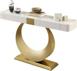 Generisch Eleganter, moderner Konsolentisch aus Marmor mit goldfarbenem Metallgestell - Stilvoller Eingangstisch mit 2 Schubladen - Schicker Flurtisch f&uuml;r Wohnzimmer und andere Wohnr&auml;ume