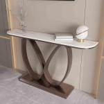 Moodne konsoollaud esikusse - kitsas diivanilaud liblikas metallraamiga ja elegantse kiviplaadiga - elegantne elutoa m&ouml;&ouml;bliese (pruun A, 120 cm / 47.2 tolli)