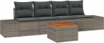 5-teiliges Garten-Sofa-Set mit Kissen Grau Poly-Rattan Akazie Gartenlounge Model3356557