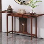 Konsolentisch aus massivem Walnussholz im chinesischen Stil, gebogener Traufen-Eingangstisch mit Schublade und hohler R&uuml;ckwand, Retro-Altartisch aus Holz f&uuml;r das Wohnzimmer im Flur A 80*31*82CM