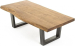 byLIVING Judy kohvilaud tahvli servaga / T&auml;ispuit akaatsia naturaalne pruun / Raam metallist must pulberv&auml;rvitud / tahvli laud v&auml;ike B 120 x K 45 x T 60 cm