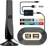 2025 Uuendatud digitaalne siseruumide TV-antenn, koos signaali v&otilde;imendajaga, 50 miili ulatusega, toetab Freeview 4K/1080P HDTV nutitelerite jaoks, 3M koaksiaalkaabel ja mitmesuunaline disain