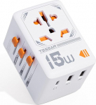 TESSAN reisiadapter maailmas, universaalne reisipistik 1 USB C ja 2 USB A, rahvusvaheline pistikupesa adapter, universaalne adapter Inglismaa, Saksamaa, USA, Austraalia, Jaapan, Hiina, reisiadapter, reisiadapter