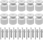 Amarcords - Isolaatorid portselanist paigaldamiseks punutud tekstiilkaabliga [50 tk] - kaabliklamber koos kruvide ja t&uuml;&uuml;blidega, valge