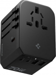 Spigen ArcStation reisiadapter maailmas, GaN 70W 5-portiline universaalne reisipistik 3 USB-C, 2 USB-A ja 1 vahelduvvoolu pistikupesa, rahvusvaheline pistikupesa adapter, universaalne adapter USA, UK, EU, AU jaoks - must