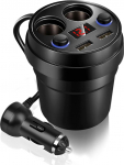 Multifunktsionaalne tassihoidja autolaadija, Dual USB, reaalajas pinge j&auml;lgimine, 3.1A kiirlaadimine kahe l&uuml;litiga telefoni tahvelarvuti jaoks
