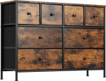 Clevich 8 Fabric Drawers, Chest of Drawers, Wooden Top, Sturdy Metal Frame, Versatile for Living & Sleeping Area, Hallway, Office, Vintage Design, Brown, Pack of 1