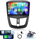 8 Core 4G + 64G autoraadio Android 13 Peugeot 207 2006-2015, 9-tolline 1280 x 720P HD IPS puuteekraaniga autoraadio DSP Carplay Android auto GPS Wi-Fi HiFi Bluetooth FM RDS raadio tagurduskaameraga