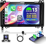 8 Core 4G + 64G Android 15 autoraadio Mercedes Benz A/B klassile W169 W245 B200 W639 Vito Viano W906 Sprinter Wireless Carplay Android auto 9-tolline autoraadio GPS WiFi Bluetooth FM/RDS/DSP EQ/SWC
