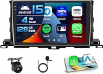 4+128G Autoradio f&uuml;r Toyota Highlander 2015-2018 Android 15 mit 10'' In-Cell Bildschirm Unterst&uuml;tzung Wireless Carplay und Android Auto Mirror Link Radio FM/RDS GPS WiFi BT SWC