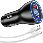 Sigaretis&uuml;&uuml;taja USB-laadija 66 W Supercharge for Honor 90 5G, kiirlaadija autolaadija USB autolaadija koos 1 m USB C kaabliga Honor 70 Lite 200 90 Magic6 5 Pro Pad 9 X8b X8a Huawei jaoks