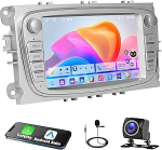 Traadita Carplay autoraadio Ford Focus II S-Max Mondeo 9 Galaxy II, 7-tolline 2+64G Android autoraadio Android Car/Touch Screen/Bluetooth/GPS/SWC/WiFi/Mirror Link/FM/RDS/HiFi/Mic + tagumine osa