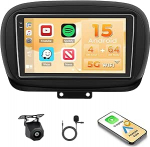 Hikity Android 15 4+64G autoraadio Fiat 500X 2014-2020 9-tollise Incell puuteekraaniga, autoraadio 2DIN juhtmevaba Carplay Android autoga, FM/RDS raadio, Bluetooth, GPS, WiFi, tagurduskaamera + mikrofon