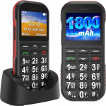 Senior mobiiltelefon ilma lepinguta, GSM Dual SIM nupuga mobiiltelefon Senior telefon suurte nuppudega, 1800 mAh aku pikk ooteaeg, USB-C, laadimisjaam, pension&auml;rid, pension&auml;rid mobiiltelefon Easy