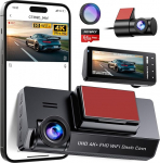 Dash Cam auto eesmine tagumine 4K + 1080P, Dash Cam koos CPL-filtriga, autokaamera 360&deg; koos 64G SD-kaardiga, 5GHz WiFi Dashcam, 3,69-tolline IPS-ekraan, &ouml;ine n&auml;gemine, 170&deg; lai nurk, G-sensor, loop-salvestus