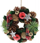 Festive Productions 18cm j&otilde;ulup&auml;rg - naturaalsed m&auml;nnik&auml;bid, tartani lint ja h&otilde;bedased t&auml;hed - j&otilde;ulukaunistused, mis sobivad ideaalselt ustele, j&otilde;ulupuudele ja koju - dekoratiivne p&auml;rg