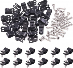 Swpeet 120 t&uuml;kki mustast nailonist plastist kaabliklambritest R-t&uuml;&uuml;pi klemmikomplekti nailonkruvide kinnitusklambrid 60 tk kruvidega juhtmete juhtmete juhtimiseks (5/16 tolli), must)