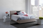 Talamo Italia - Brenda Double Bed with Fabric Cover, 100% Made in Italy, Front Opening and Mattress 160 x 200 cm, Taupe