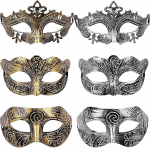 Veneetsia meeste mask pallimask n&auml;omask peokost&uuml;&uuml;mile maskiballiks Halloween 6 pakki (h&otilde;bedane, kuldne), kuldne mask mask