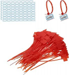 PATIKIL 6-tollised kaablisidemed, 100 kaablisideme etikettide pakett Nailonist traatm&auml;rgistusetikettide enesem&auml;rgistus plastikust lindid kirjutatav koos etikettide paberiga organisatsioonikaablite jaoks, punane