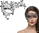 Veneetsia mask naistele, Elegantne must mask naistele, maskeerimismask kost&uuml;&uuml;mipidudele, karnevalile, Veneetsia ballidele (t&uuml;&uuml;p G)