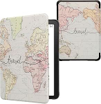 kwmobile Klapph&uuml;lle kompatibel mit Amazon Kindle Paperwhite (2024)/Colorsoft H&uuml;lle - eReader Case - Travel Schriftzug Schwarz Mehrfarbig