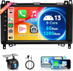 6G+128G 8Core Wireless Carplay Android autoraadio Mercedes Benz A/B klassile W169 W245 B200 W639 Vito Viano W906 Sprinter 9-tolline autoraadio Android auto GPS navigatsioon WiFi Bluetooth FM/RDS/EQ tagumine vaade