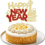 Ephlyn 2026 Happy New Year Cake Topper Glitter Champagne Hello 2026 Cake Toppers for Cheers to 2026 Happy New Year Eve Theme Holiday Party Supplies Gold Red 1 Piece