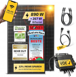 Solakon&reg; 900 W r&otilde;duelektrijaam - R&otilde;duelektrijaam 800 W komplektne pistikupesa - Uusim 800 W inverter - P&auml;ikeses&uuml;steemi komplekt - 450 W bifaasilised p&auml;ikesepaneelid koos lisatarvikutega - 5 m