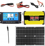 Solar Power Kit - 12 Volt Solar Panel Complete System 300 Watt Inverter, Solar Power Complete Kit, DC 12V to AC 110V/220V Solar Power Converter 30A Controller with 2 USB Ports and LED