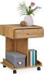 Relaxdays Rolli Bamboo Side Table with wheels, Drawer, 2 Shelves For Books, Hxwxd: ca 56.5 x 43 x 46 cm, Natural Brown, Bamboo